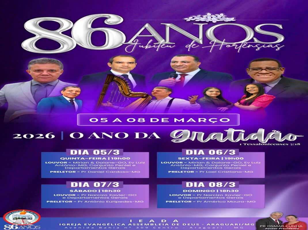 Programação dos 86 anos da igreja
